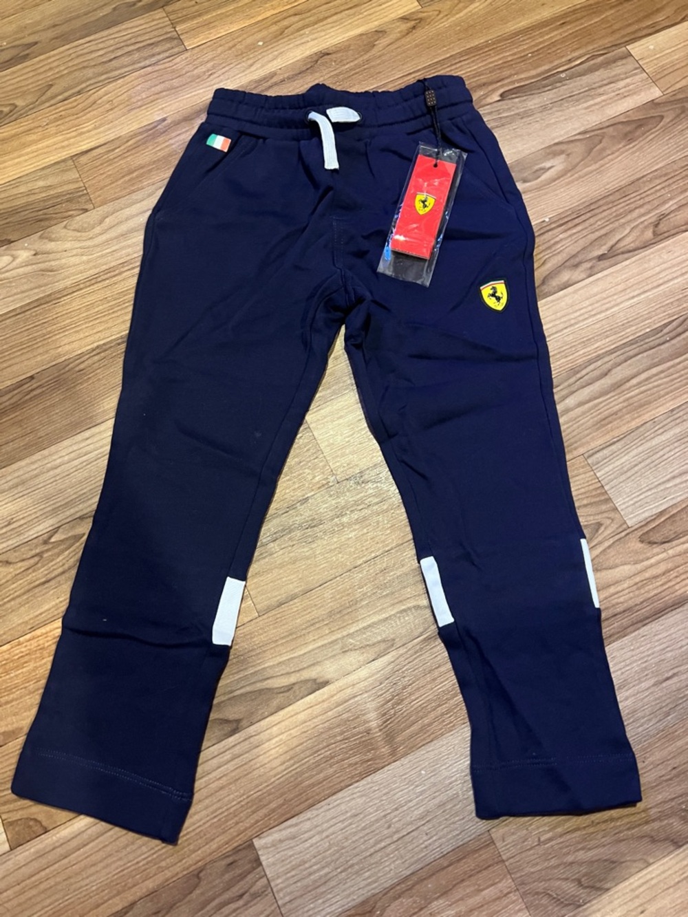Ferrari Navy Youth Joggers with Yellow Shield & White Accents